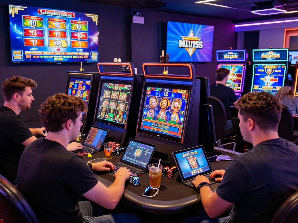 Excitement in a dynamic gaming scene featuring players enjoying bonus buy slots UK with colorful visuals and casino atmosphere.