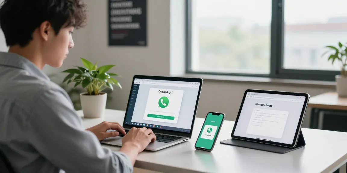 Efficient workspace for WhatsApp下載 setup and installation guide in a modern tech environment.