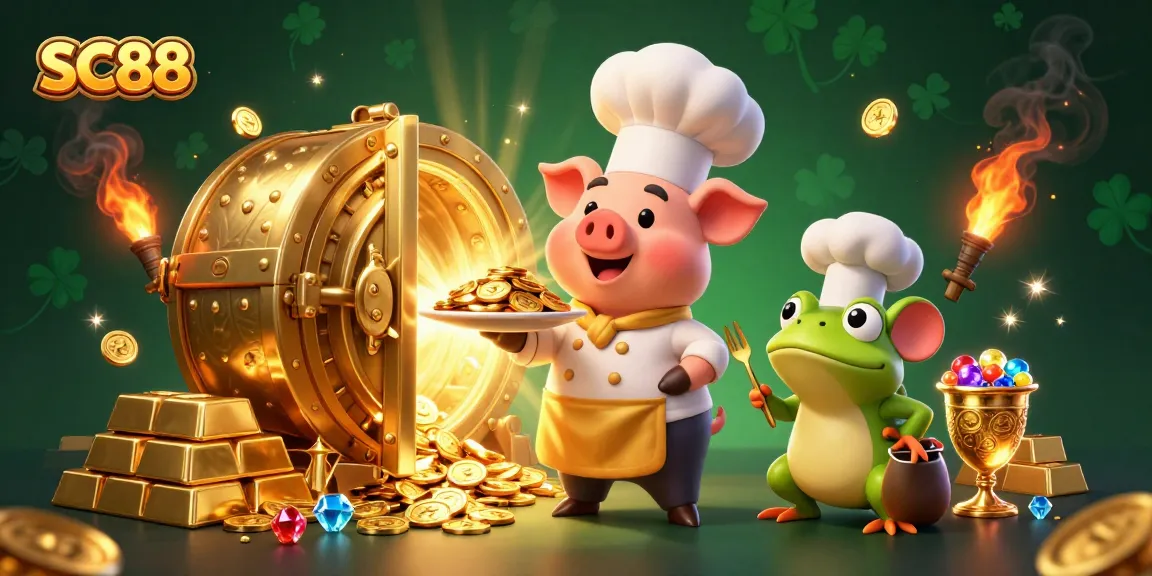 Experience SC88's thrilling casino scene with 3D characters celebrating golden wins.