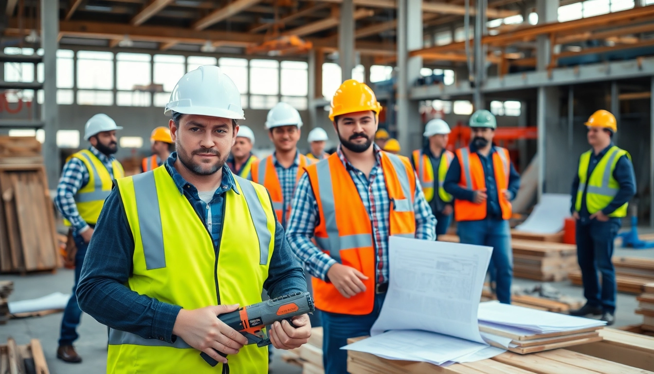 Explore Careers in construction through a diverse team working collaboratively at a vibrant construction site.