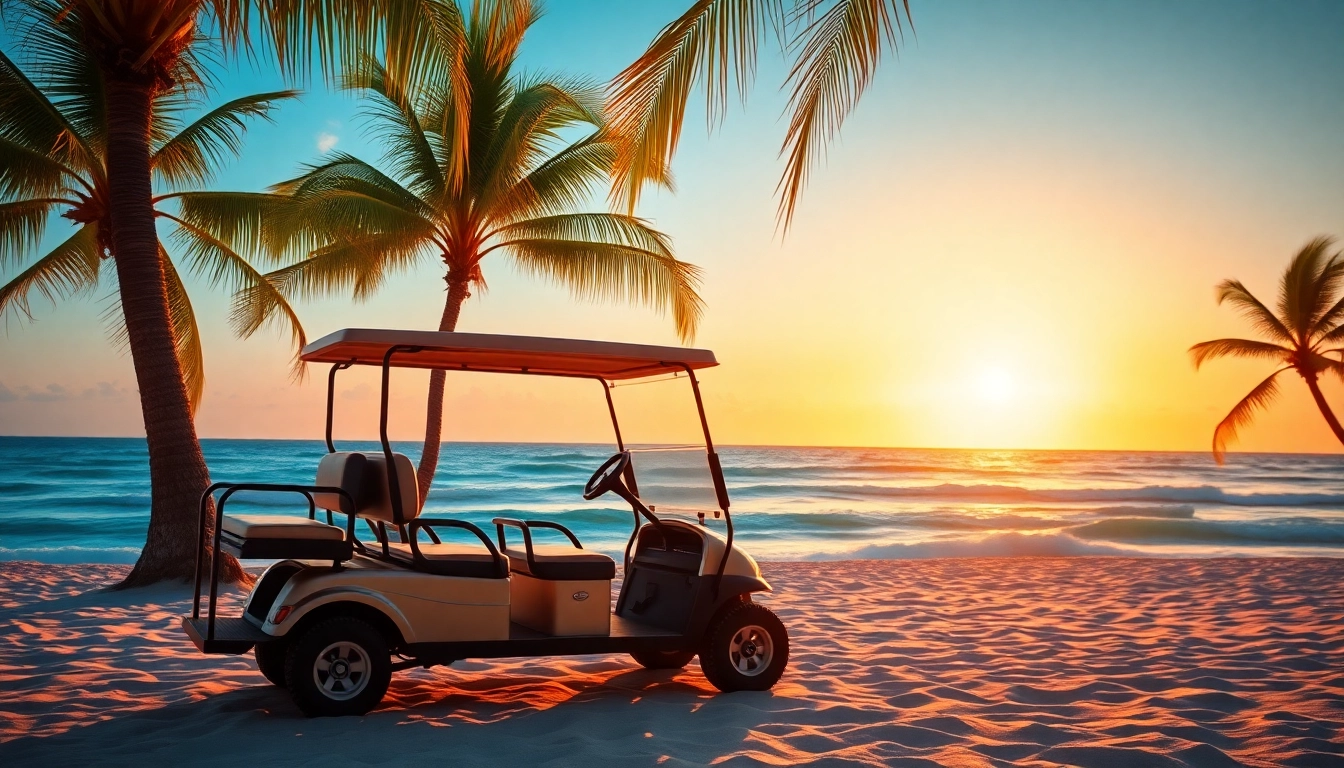 View of a Golf Cart Rental San Pedro Belize on a beautiful beach, perfect for island exploring.
