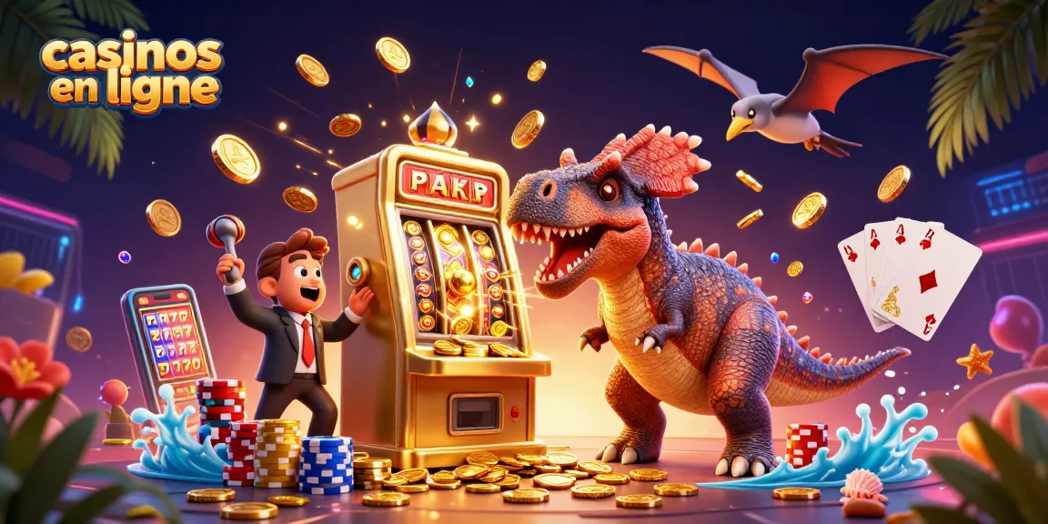 Jouer aux casinos en ligne devient palpitant avec un pachycephalosaurus ouvrant une machine à sous.
