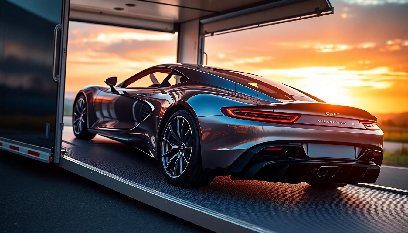 Transporting luxury vehicles safely with https://luxuryautocarriers.com in a professional setting.