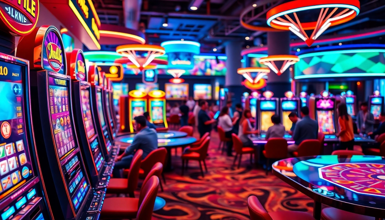 Experience the thrill of gaming at https://rusia777.com with vibrant slot machines and players.