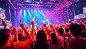 Crowd at a vibrant K-pop concert showcasing excitement and engagement on https://www.kpopangel.com.