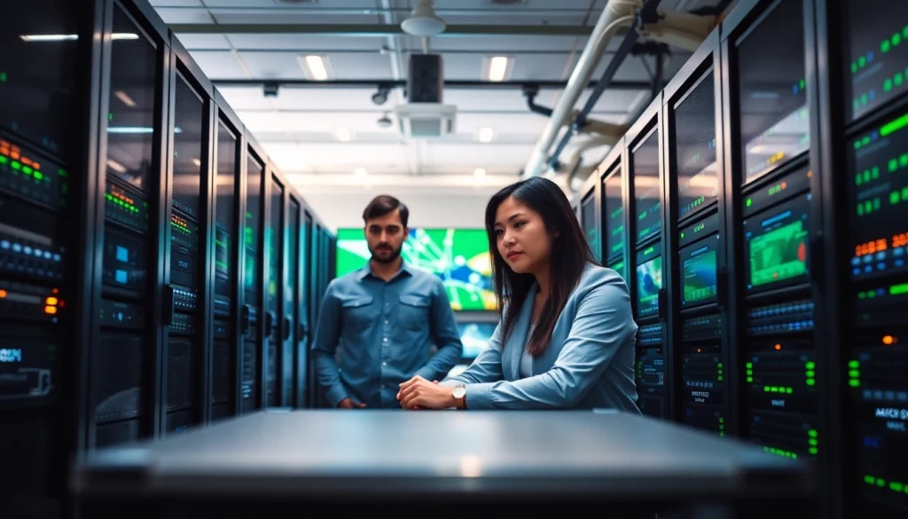 IT professionals implementing Managed Services in a modern tech environment.