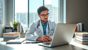 Analyze Health trends in a modern office environment with focus on data and research.