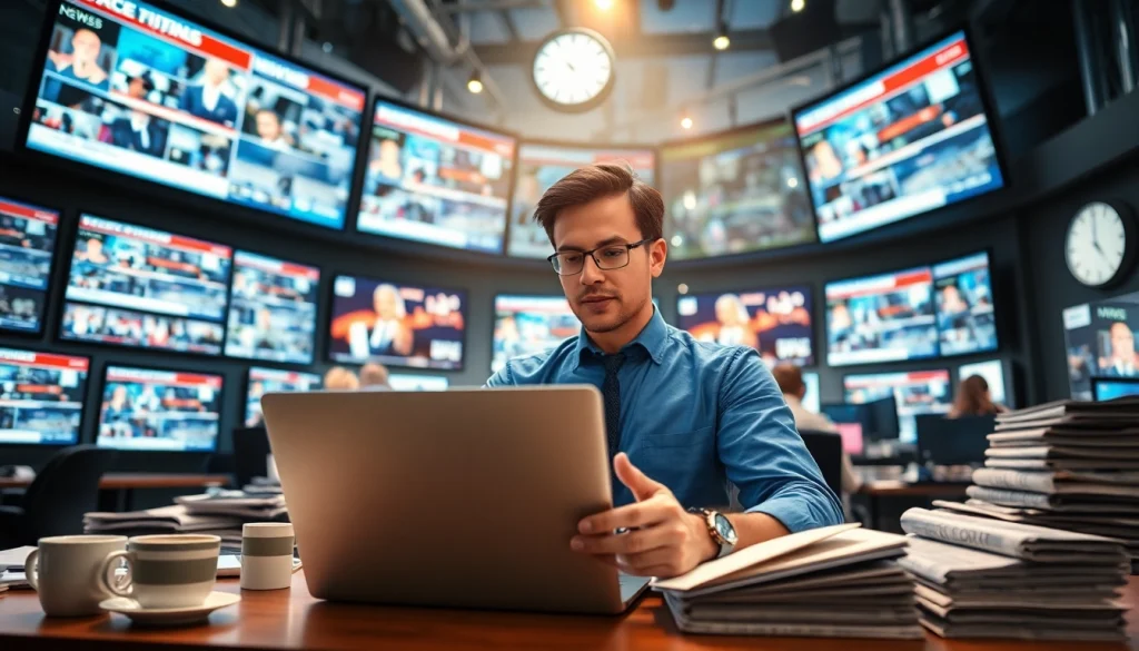 Capture the essence of thephoenixnewspaper with a professional journalist working in a vibrant newsroom.