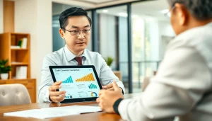 신용카드 현금화를 상담하는 전문가와 고객의 상호작용을 담은 이미지