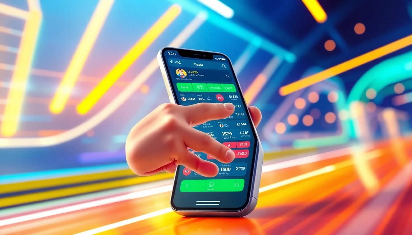 Menampilkan antarmuka digital sayaptogel yang modern di ponsel pintar dengan warna cerah.