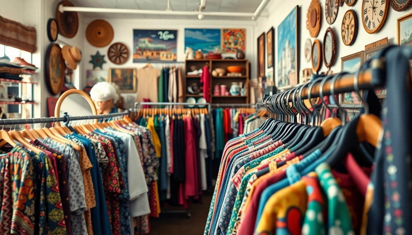 Browse vibrant vintage fashion at https://thrift-vintage.com, featuring colorful garments and eclectic decor.