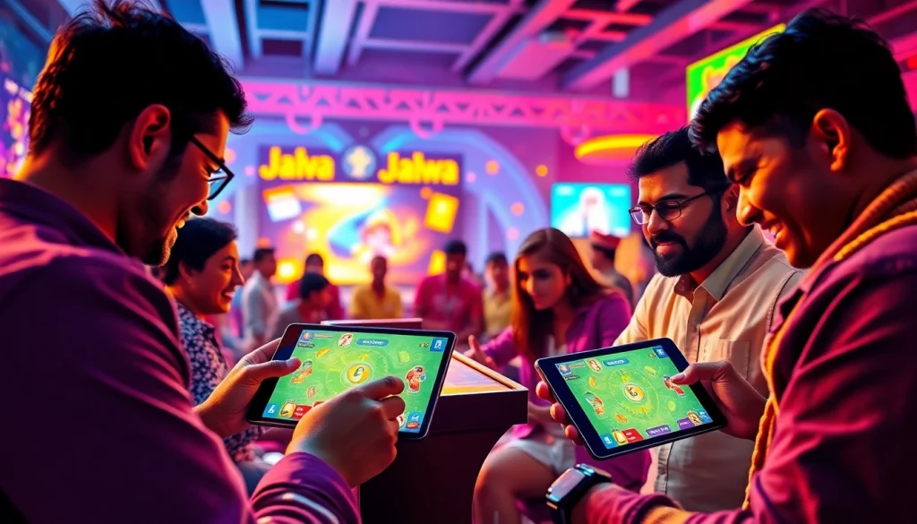 Players enjoying the Jalwa game on mobile and desktop, showcasing vibrant colors and engaging gameplay.