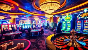 Experience the thrill at XX88 Casino, featuring vibrant gaming tables and enthusiastic players engaging in exhilarating bets.