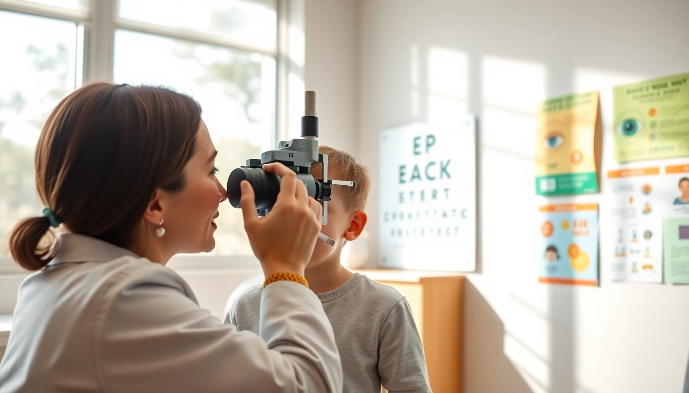 Our Children's Vision initiative centers on providing innovative eye care for children, showcasing a pediatric optometrist at work.