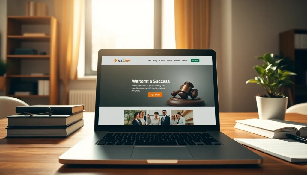 Experience top-tier web design at https://www.websites.law through a laptop in a professional office.