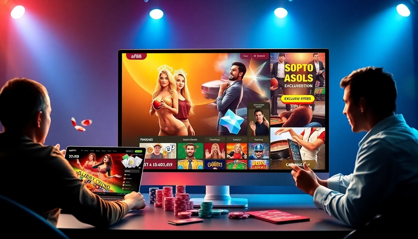 Engaging view of af88 com online gambling platform showcasing diverse players enjoying various games.