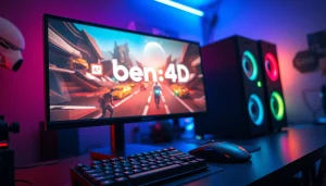 Menampilkan pengalaman bermain bensu4d game dengan PC gaming dan aksesori modern.