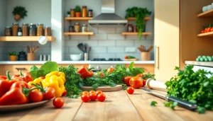 Bright kitchen filled with fresh vegetables for healthy recipes on https://healthyvix.com