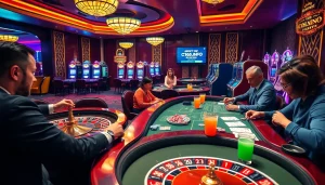 Experience thrilling gaming at C168.INFO, showcasing players making big bets at an elegantly designed poker table.