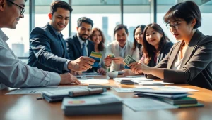 카드깡을 통해 현금을 교환하는 모습을 보여주는 전문적인 장면.