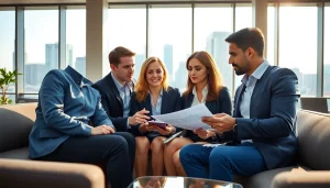 Diskussion über Finanzstrategien auf https://zukunftkapital.de in einem modernen Büro mit Stadtblick.