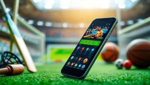 Explore the best sports betting apps in India showcased on a smartphone screen against a sports-themed background.