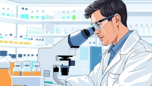 Analyzing research peptides in a professional laboratory with advanced instruments.