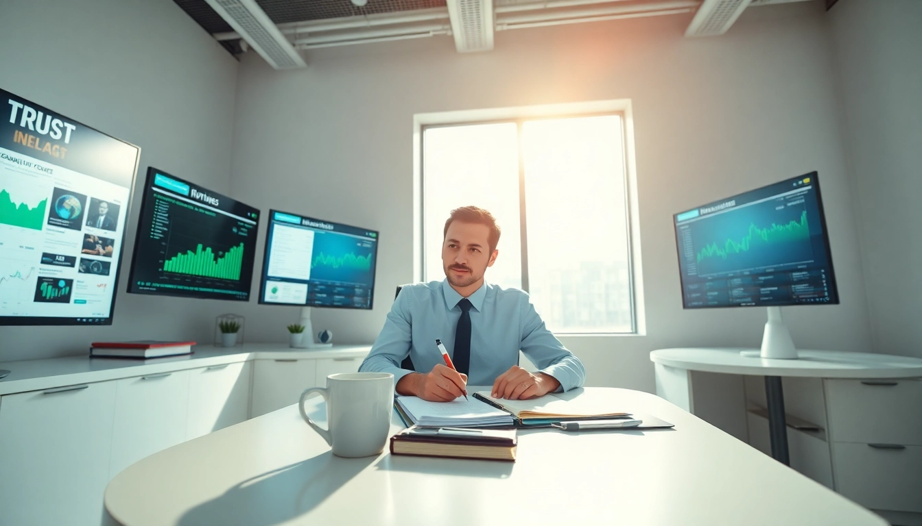 Read about current events at https://newsharbor.com.ua with a journalist in a modern newsroom.