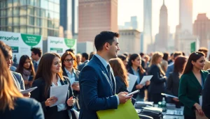 Explore jobs new york at a lively job fair with diverse candidates and employers engaged in networking.