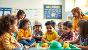 Engaging ABA therapy at https://www.kiddsaba.com promoting collaborative learning among children.