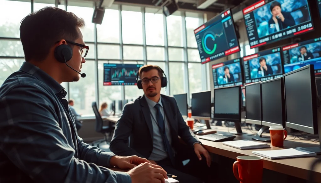 View a vibrant setting at https://antrepost.com showcasing journalists working in a modern newsroom.