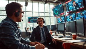 View a vibrant setting at https://antrepost.com showcasing journalists working in a modern newsroom.