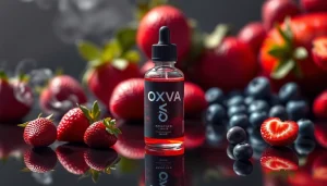 Genießen Sie das erfrischende Oxva Liquid in einer kunstvollen Präsentation mit fruchtigen Akzenten.