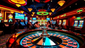 Experience the thrilling atmosphere of C168.DESIGN casino tables filled with poker chips and dice rolling excitement.