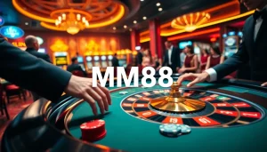 Experience thrilling gameplay at MM88's vibrant casino tables with engaging dealers.