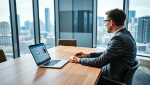 Enhance your outreach with LinkedIn Account Rental services showcased in a professional office setting.