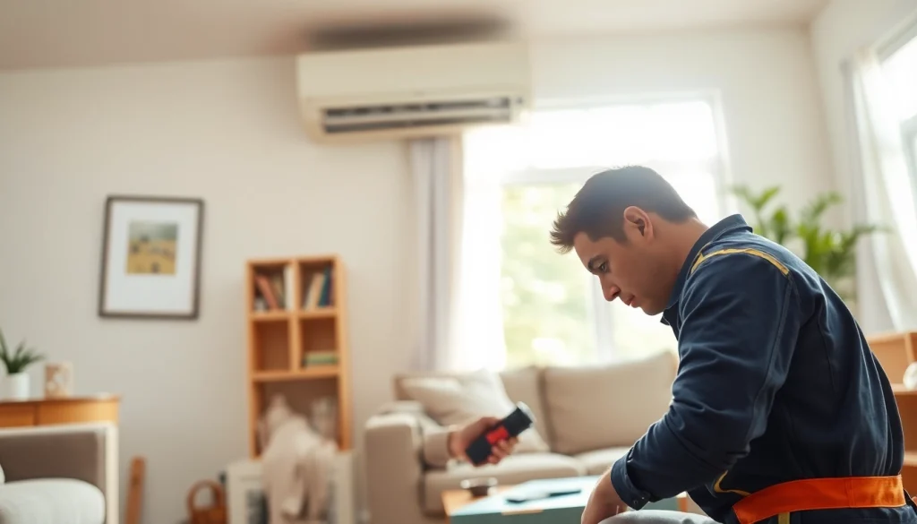 Enhance your comfort with https://nobleheatingairservices.com HVAC technician expertly servicing an air conditioning unit.