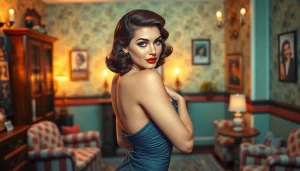 Admire the glamorous pin-up art featured on https://www.esquirevargas.com, showcasing a Varga Girl in a vintage ambiance.