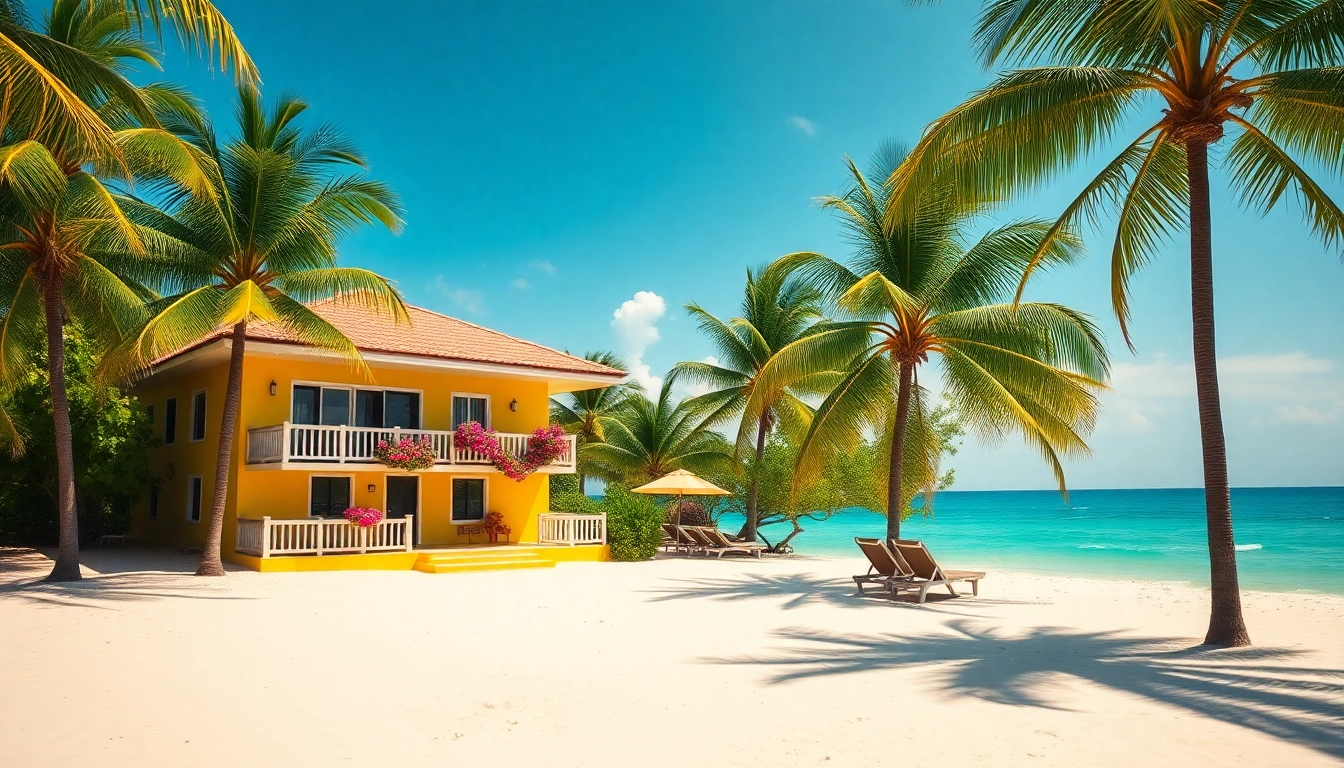 Enjoying a vacation at coastal cabana featuring vibrant architecture and a relaxing beach setting.