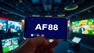 Experience the AF88 gaming app interface showcasing diverse betting options in a modern environment.
