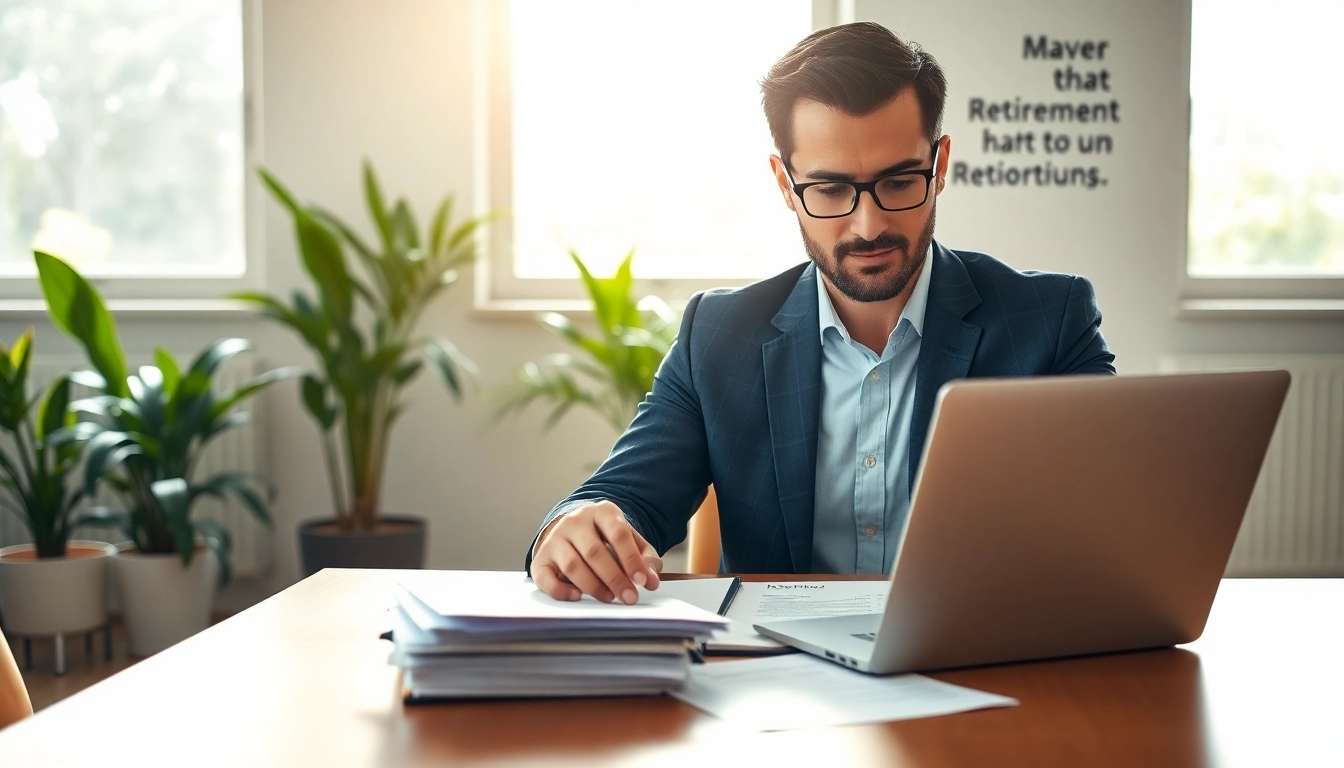 Engaging business owner analyzing retirement planning for business owners San Antonio strategies in a modern office.