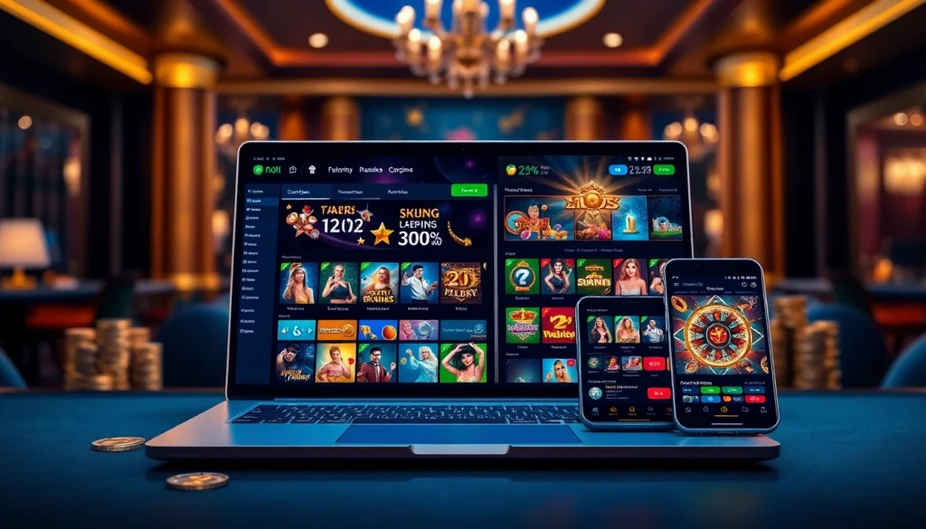 Explore the exciting world of online gaming at https://whycazino.com with a sleek casino interface displayed on devices.