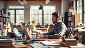 Taking action at https://editorial.com.ua with a creative workspace emphasizing innovation.