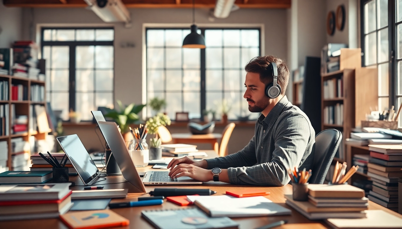 Taking action at https://editorial.com.ua with a creative workspace emphasizing innovation.