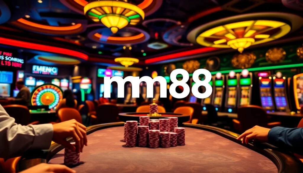 Experience exhilarating gambling at mm88 with engaging poker games set in a vibrant casino ambiance.
