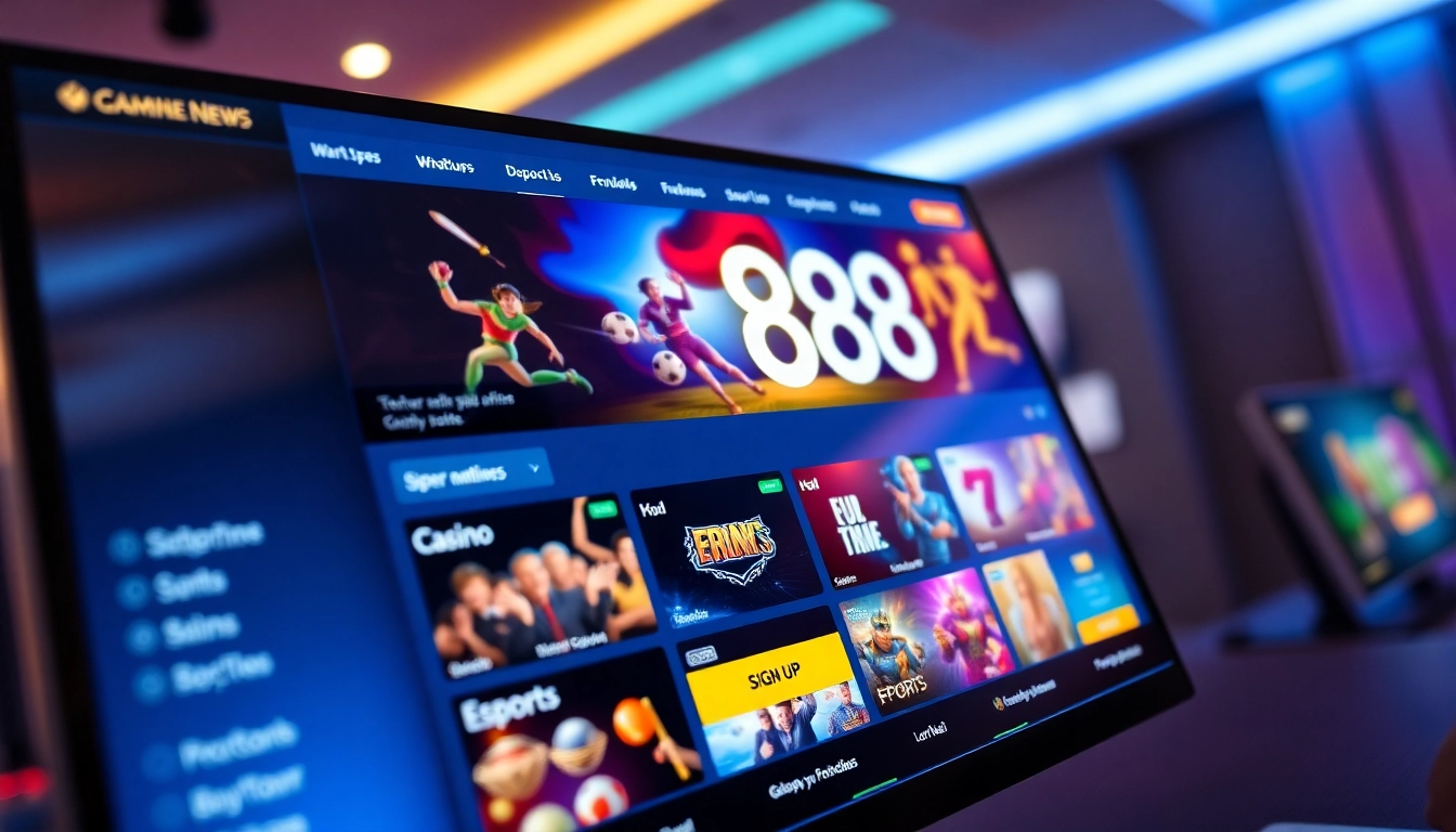 Engaging gaming interface of 888 new casino platform featuring vibrant offers and security.