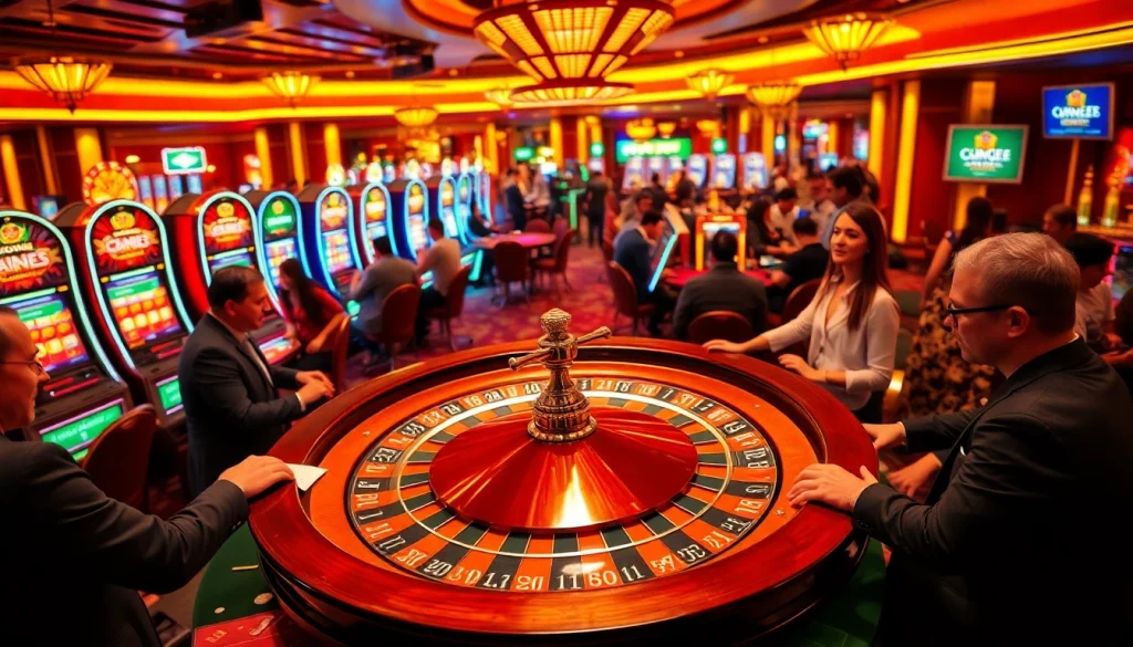 Experience thrilling gameplay at c168me.com with vibrant casino scenes showcasing roulette and excited players.