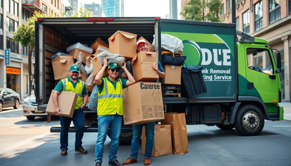 Efficient junk removal by https://myeasyjunkremoval.com with friendly workers loading items.