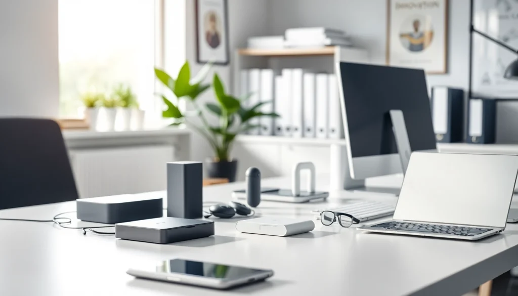 Engaging technology workspace showcasing innovative gadgets and a modern setup.