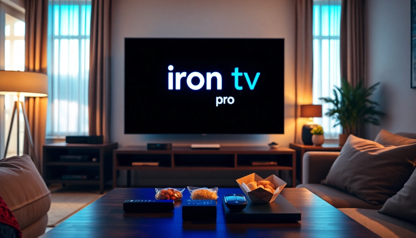Showcase of iron tv pro on a modern TV in a stylish living room setting.